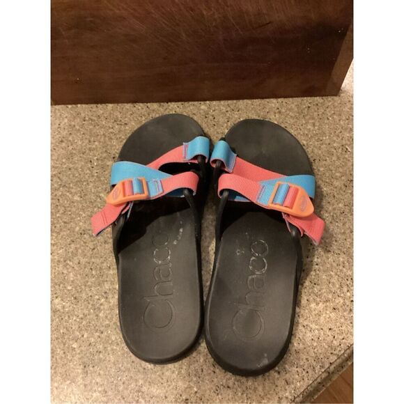 Chaco Lowdown Chillos Slides Sz 8 Pink Blue - Picture 6 of 11
